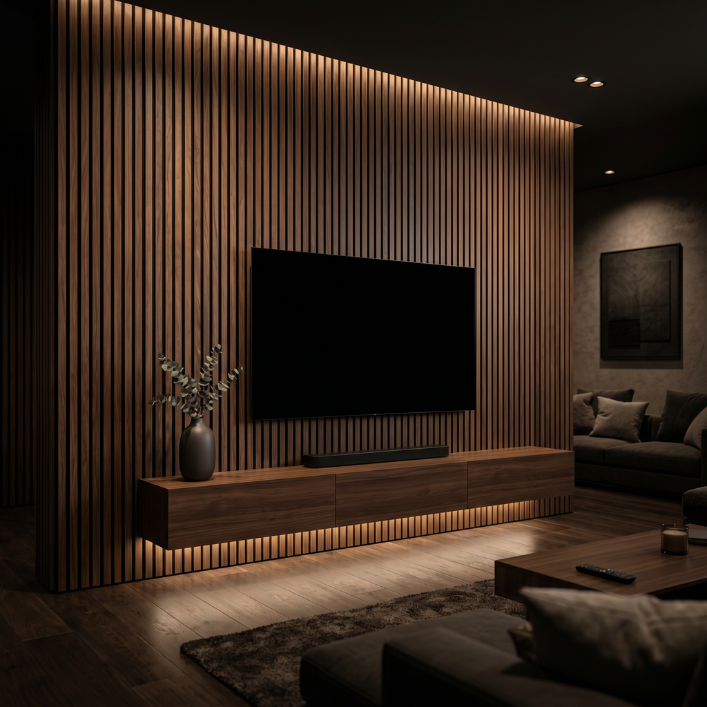 Premium Walnut Acoustic Slat Wall Panel XL 270 × 110 cm