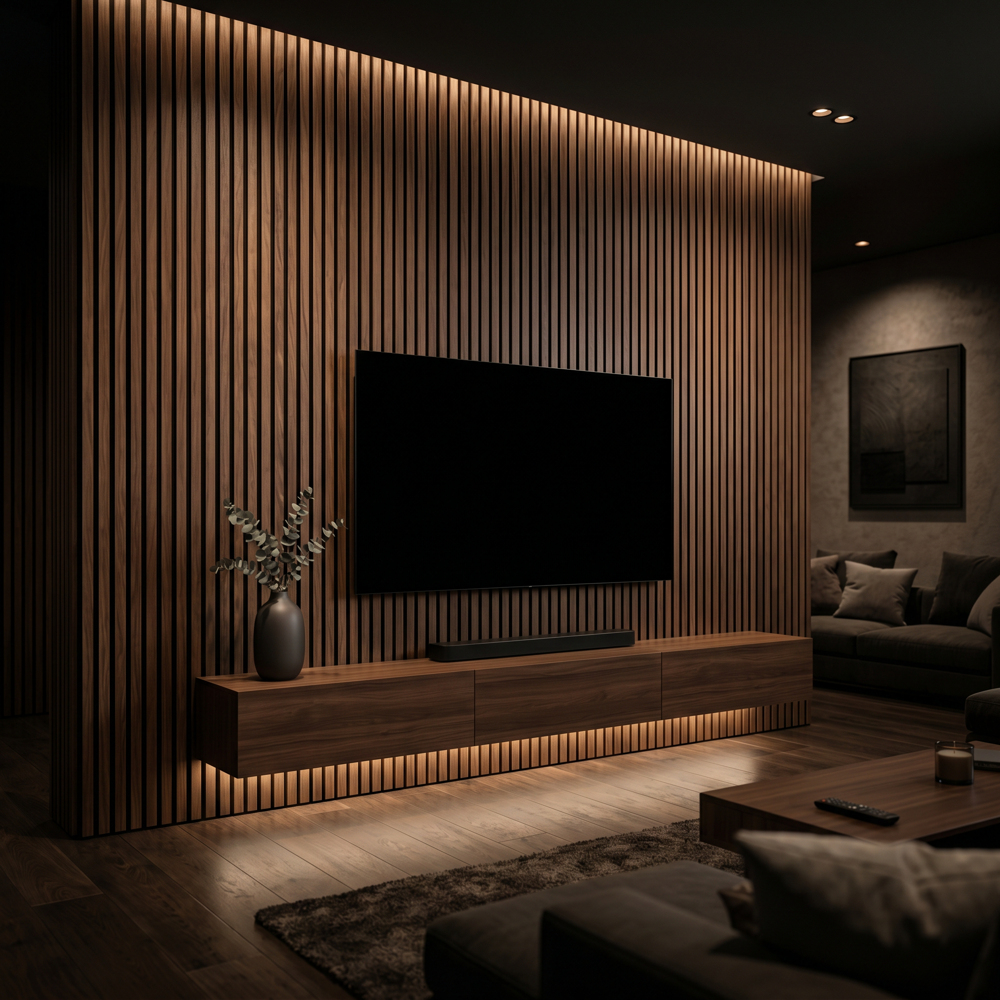 Premium Walnut Acoustic Slat Wall Panel XL 270 × 110 cm