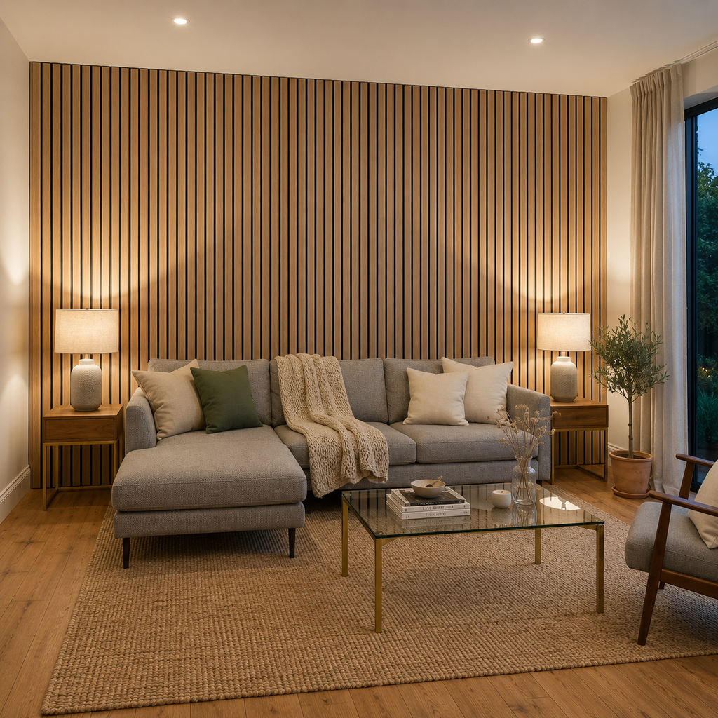 Premium Walnut Acoustic Slat Wall Panel XL 270 × 110 cm