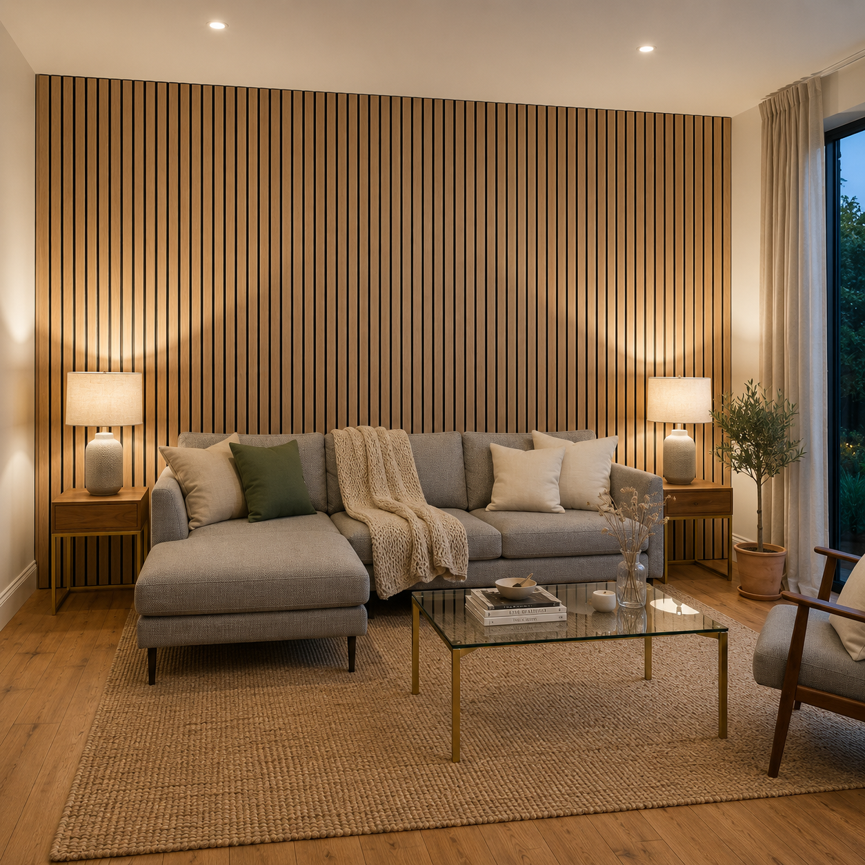 Premium Walnut Acoustic Slat Wall Panel XL 270 × 110 cm