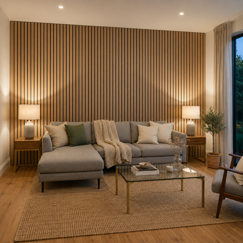 Premium Walnut Acoustic Slat Wall Panel XL 270 × 110 cm